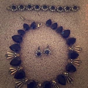 Black stone necklace, bracelet and earrings